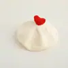 Boina de Punto de Color Puro para Bebé Ins Coreana Primavera y Otoño Sombrero de Pintor con Corazón Moda Sombrero de Lana para Niña Bebé Invierno