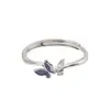 Anel Romântico Borboleta Azul para Mulheres Design de Nicho Borboleta Voando Anel com Zircônia para o Dedo Indicador para Mulheres Elegante Anel Elegante