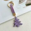 Pingente de Chaveiro de Natal com Pedras de Strass de Argila Transfronteiriço com Strass, Rena, Árvore de Natal, Bengala do Papai Noel, Chaveiro de Bolsa