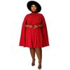 N7638 Saia larga, plissada, plus size, manga bufante, casual, solta, sexy, vestido plus size europeu e americano transfronteiriço