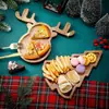 Bandeja Navideña de Madera Alce Árbol de Navidad Gorro Navideño Plato Madera Maciza Dibujo Animado Bandeja Plato de Frutas