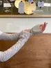 Moda Manga Larga de Encaje para Protección Solar de Brazos para Mujer, Accesorios Delgados de Protección para Brazos de Verano, Mangas para Boda, Parasol para Conducir