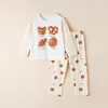 Conjunto Casa Algodão Puro Fino Estilo Coreano Roupas de Casa para Meninas Gola Redonda Manga Longa Pijama Infantil Masculino Classe A Verão