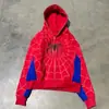 Cárdigan con capucha de punto oscuro con estampado de araña gótica, con cremallera completa, corte holgado, sudadera tipo chaqueta unisex de marca moderna, nuevo estilo transfronterizo europeo y americano