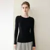 Novedad Otoño/Invierno 2026 100% Cachemir Tejido de una pieza Cuello redondo Manga larga Corte ajustado Jersey de cachemir favorecedor