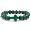 Pulseira de Joias Pretas Transfronteiriça com Turquesa, Pulseira de Cruz, Pulseira de Pedra Vulcânica Fosca, Pulseira Elástica de Yoga, Pronta para Venda