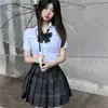 Traje Uniforme Jk Estudiante Femenina Uniforme Escolar Estilo Pura Pasión Aspecto Adelgazante de Cintura Camisa Jk Top Falda a Cuadros Falda Plisada Conjunto de Tres Piezas