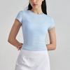 Camiseta de Yoga Aidu SNU de Cuello Redondo Desnudo Ropa Exterior Ajustada Manga Corta para Correr Deportes Camiseta Base Ajustada Top de Fitness