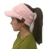 Outono e Inverno de 2018 Europeu e Americano Novo Padrão CC Faixa de Cabeça Vazia Gorro de Lã Gorro de Bico de Pato Amazon Gorro com Joias para Rabo de Cavalo