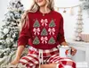 Sudadera navideña de talla europea transfronteriza 2025 con nuevo lazo juguetón y estampado de árbol de Navidad Camiseta para Navidad