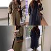 Abrigo acolchado de algodón largo y cálido por encima de la rodilla con solapa de un solo pecho y costuras a cuadros estilo retro chic de invierno de Corea del Sur para mujer