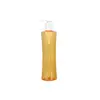 Botella con Bomba de Presión de 270ml, Botella con Forma de Cintura para Aceite Limpiador, Botella Limpiadora Cosmética para Mascotas, Botella Vacía de Plástico Amarillo Translúcido