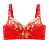 Ropa interior roja festiva de Año Nuevo, ropa interior de boda de la suerte para mujer, sujetador push up inalámbrico sexy