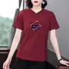 Camiseta Feminina de Manga Curta Verão 2026 Novo Estilo para Mães, Elegante e Rejuvenescedora, Caimento Solto, Tamanho Grande, Top de Moda Casual
