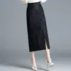 Falda Media Chic Botonada Retro Estilo Chino, Otoño 2025 Cintura Alta Adelgazante Abertura Elegante Moda Falda Lápiz