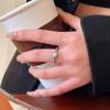 Anillo Abierto de Cobre con Diseño Simple de Planeta de Piedra Lunar para Mujer, Sensación de Alta Calidad, Microincrustación de Circonita, Tamaño Ajustable
