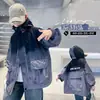Chaqueta de Trabajo con Capucha Degradada para Niños, Nueva Chaqueta Versátil Holgada de Primavera y Otoño, Cortavientos Casual para Niños Mayores, Estilo de Otoño Moderno