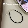 Pulsera de Ónice Negro Estilo Mismo que la Blogger Ins S925 Plata de Ley Joyería Simple de Perla Shijia Apilable para Mujeres