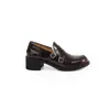 Mesmo estilo da Grape Mom~ Salto Bloco de 5cm 2026 Novo Retro Fivela Polida Tira Slip-on Sapatos Loafer Estilo Britânico Sapatos Pequenos de Couro