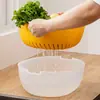 Lavabo Doble para Lavar Verduras con Cesta Escurridora, Cesta con Filtro de Agua, Bandeja de Drenaje de Agua, Cesta para Lavar Frutas y Verduras para Sala de Estar