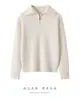 Suéter 100% cachemira pura para mujer, con cuello alto, tejido grueso, cierre de media cremallera, ajuste cómodo y holgado, estilo casual, diseño pullover