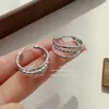 Brincos Circulares Retrô para Mulheres, Brincos de Ouro de Três Espirais, Brincos Lisos Doce e Cool de Alta Qualidade para Mulheres, Versátil para Uso Diário
