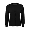 Elegante cárdigan de punto azul marino de manga larga para mujer, adecuado para primavera y otoño, top versátil y único, chaqueta suéter