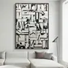 Pintura decorativa estilo industrial preto e branco cinza abstrato moderno criativo geométrico pintura de varanda corredor sala modelo mural de personalidade