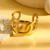 Pulseira Aberta de Aço Inoxidável com Design Único de Ondas d'Água e Emendas Geométricas Irregulares, Estilo Lava, Moda Europeia e Americana Transfronteiriça