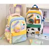 Mochila Escolar Retro Americana Gran Capacidad Ins Nicho Contraste de Color Escuela Secundaria Preparatoria Mochila para Estudiante Sentido del Diseño Mochila para Mujer