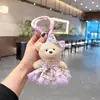Vestido de Encaje de Moda Llavero de Oso de Peluche para Coche Colgante Decorativo de Muñeca Linda Creativa Adorable
