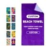 Toalha de Algodão com Logo Personalizado para Hotéis, Férias, Natação, Ao Ar Livre, Absorvente, Toalha de Praia Macia