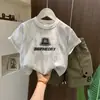 Conjunto de Verão para Meninos Novo Estilo Camiseta de Manga Curta Conjunto de Duas Peças Tendência Cool Estilo Coreano Moda Roupas de Verão para Bebês Moda Infantil