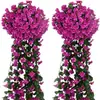 Vinha artificial de violeta, trepadeira de flores falsas para decoração de parede, ornamento de plástico para sala de estar interna, planta para pendurar na parede
