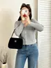 Jaqueta casual fina versátil plus size 2026 outono cardigã de tricô solto para mulheres plus size, top curto