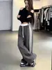 Pantalones Casuales de Estilo Americano High Street Transfronterizos de Verano y Otoño 2026 con Tres Rayas Laterales, de Cintura Alta, Sueltos, Rectos, Pierna Ancha