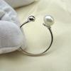 Acessórios DIY S925 Anel de Prata Esterlina Banhado a Platina Pulseira Ajustável de Abertura Feminina Acessórios de Pérolas Semiacabadas