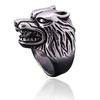 Anel Cabeça de Lobo Viking Direwolf Punk de Aço Titânio Europeu e Americano Aço Inoxidável Anel Rock Joias Atacado Punk Europeu e Americano