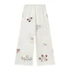 Conjunto de Dos Piezas para Mujer de Verano 2026, Estilo Europeo y Americano, Top Casual Bordado de Manga Corta y Pantalones Cómodos