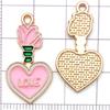 Colgante de Corazón de Aleación con Goteo de Aceite Rosa de Venta Caliente Transfronterizo Nuevo Colgante DIY Pulsera Collar Accesorios de Joyería