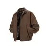 Nueva Chaqueta de Trabajo de Patchwork a Cuadros de Estilo Americano, Falsa de Dos Piezas, Tendencia para Hombre, Abrigo Harrington Casual de Otoño e Invierno