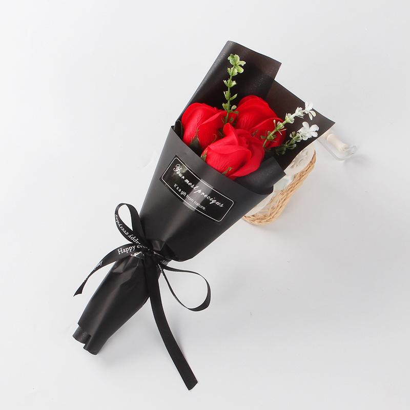 单束3朵礼品花大红