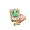 Anillo de Esmeralda Natural Popular al por Mayor de Fábrica Plata S925 Incrustado con Piedra Principal 5*7 Joyería de Lujo Venta Directa de Fábrica
