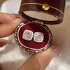 Pendientes de plata de ley s925 con montura cuadrada de circonita, diseño geométrico de lujo ligero, totalmente engastados con diamantes ultrabrillantes, exquisitos y versátiles, pendientes de nicho modernos y únicos