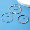 Pulsera Europea y Americana de Nicho Figura de Ocho Infinita Moda Versátil para el Trabajo Cadena Plana de Serpiente Pulsera de Aleación con Símbolo de Infinito Tachonado de Diamantes