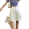 Shorts feminino plus size, finos e leves, coleção de verão 2026, cintura alta, corte solto, design em A que afina, perna larga, adequado para figuras baixinhas, hot pants casual