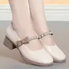 Sapatos Mary Jane para Mães Couro Macio Solado Macio Cabedal Macio Estilo Primavera/Outono 2026 Laço Elegante Versátil Sapatos Femininos de Salto Baixo Sapatos de Couro