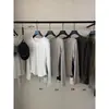 KITTIN Otoño Estilo Coreano Simple Casual Versátil Adelgazante Elástica Media Botonadura Cuello Redondo Manga Larga Camiseta Mujer 3977
