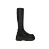 Novedades para principios de otoño~Botas largas de cuero suave para mujer con suela gruesa, botas elásticas ajustadas, botas largas que aumentan la altura, botas de caña alta para montar para otoño e invierno