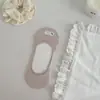 Meias de Ar Condicionado Invisíveis de Boca Rasa Primavera e Verão Novas Cor Pura Todas em Uma Meias de Ar Condicionado Femininas Fibra de Bambu Silicone Antiderrapante Meias Sapatilha